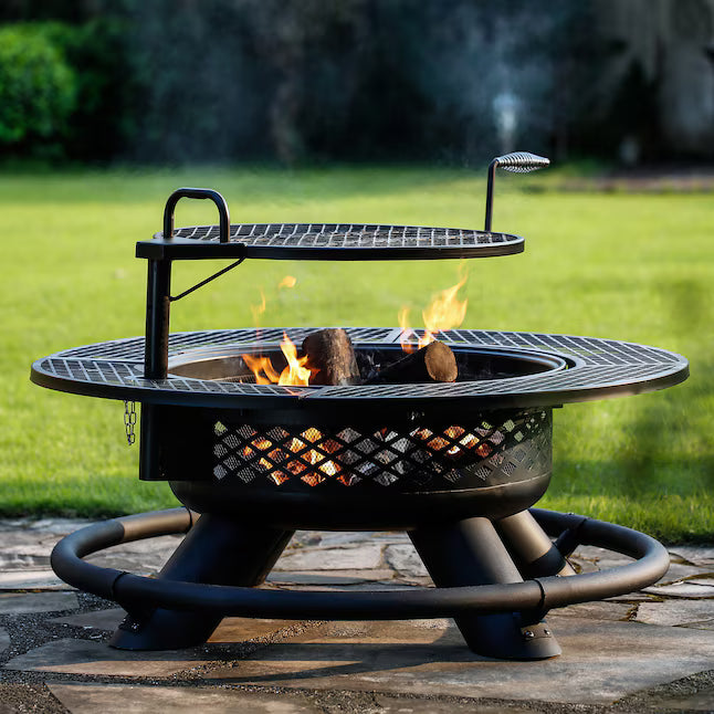 Rancher 47-in W Steel Round Wood-Burning Fire Pit