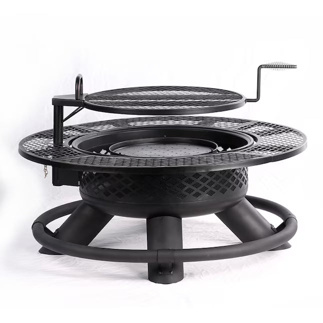 Rancher 47-in W Steel Round Wood-Burning Fire Pit